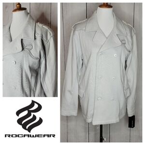 Rocawear Kids Double Breasted‎ Jacket Light Gray Embroidered Logo Size Medium